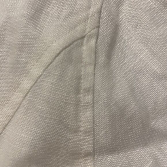 100% Linen White Crop Blazer Jacket XL Open Front Coastal Chic Quiet Luxury - Picture 11 of 13